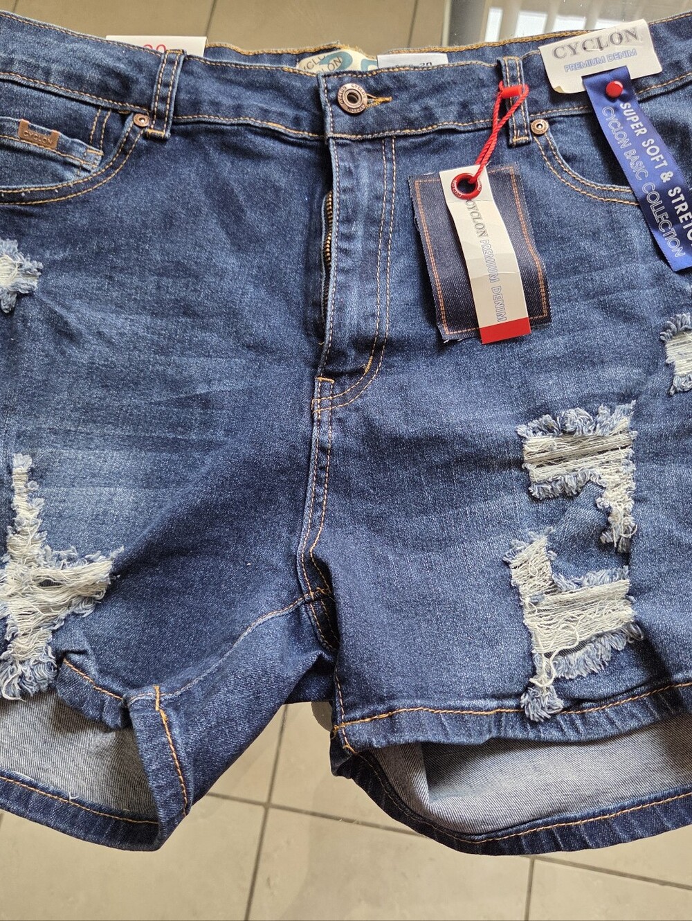 Cyclon Women's Distressed Denim Shorts - Blue Size 20